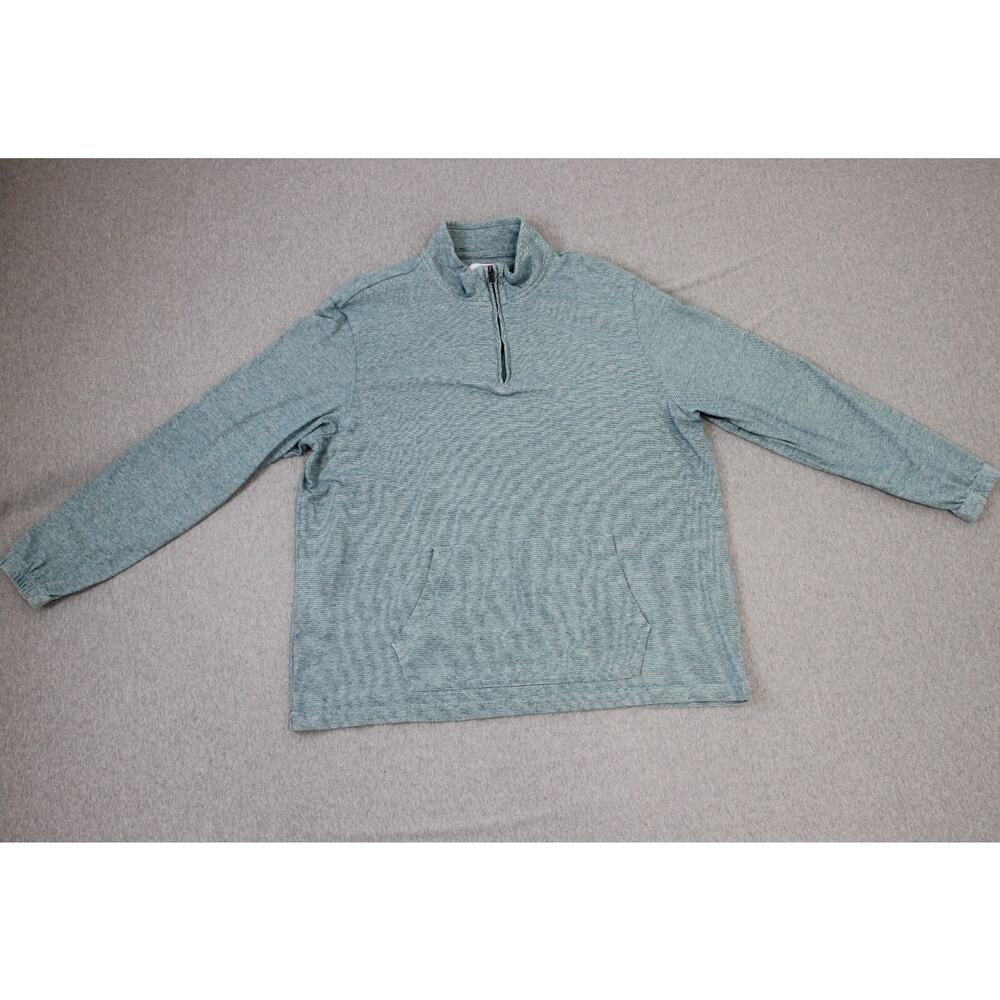 Old Navy Sweatshirt Mens Size 2XL Green 1/4 Zip Long Sleeve Cotton Mock Neck